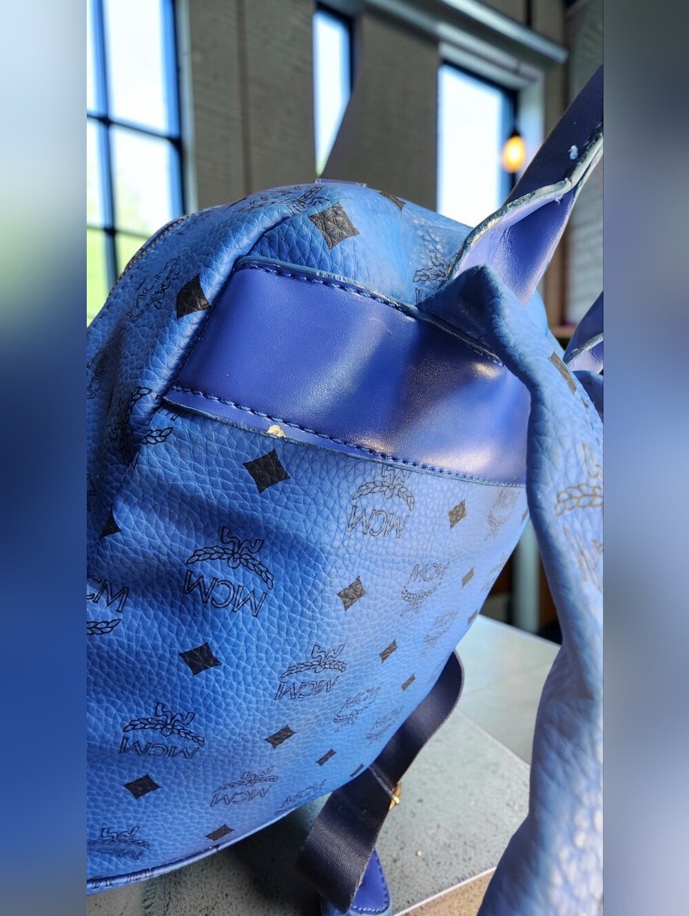 MCM Stark Studded Backpack In Vibrant Blue Visetos Coated Canvas - Picture 6 of 16